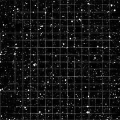 Leinwandbilder - A black and white image featuring a grid overlay with scattered white dots resembling a starry night sky view