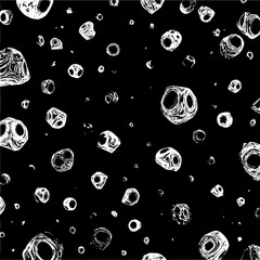 Leinwandbilder - Abstract monochrome pattern featuring various white shapes with holes scattered on a black background