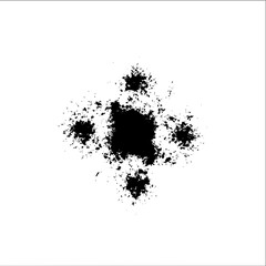Leinwandbilder - Abstract black ink blot design with symmetrical pattern on a white background creating a unique art piece