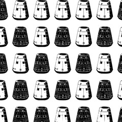 Leinwandbilder - Seamless pattern of stylized space capsules in black and white showcasing futuristic design elements and repetition