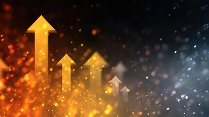Aufkleber - Fiery orange and cool blue arrows pointing up dark background symbolize growth success and progress. This abstract illustration represents financial charts market trends and optimistic direction