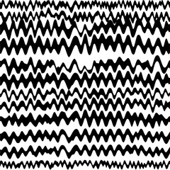 Leinwandbilder - Black and white wavy lines creating an abstract pattern with varying thickness and horizontal alignment