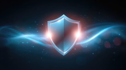 Aufkleber - Abstract concept of cyber security technology and data protection. glowing blue shield provides powerful sense of security, symbolizing futuristic firewall