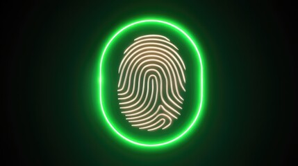 Poster - Glowing green neon circle illuminates fingerprint during biometric security scan. This futuristic concept represents digital identity authentication and secure data access technology