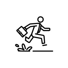 Poster - A simple line drawing of a person running through water or mud with splashes and motion lines indicating speed