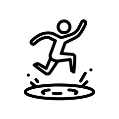 Poster - A person running through a puddle with water splashing in a black and white outline style illustration