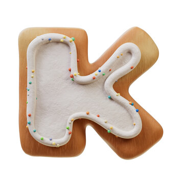 3D Font.Biscuit Donut Font Concept. Isometric Alphabet. Numbers And Letters. 3d rendering isolated on white background