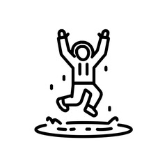 Leinwandbilder - A simple black outline illustration of a stick figure running through water with a horizontal line below it