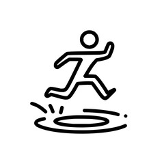 Poster - Outline drawing of a person running with splashes showing movement on a white background in vector format