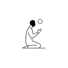 Poster - A simple line drawing of a person running or jumping over a puddle of water in black and white style