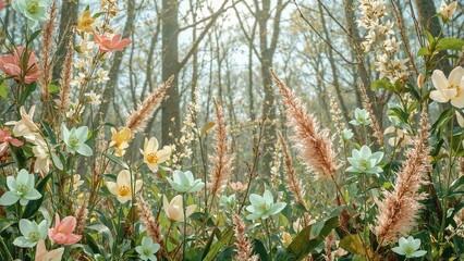Poster - Springtime vegetation in woodland