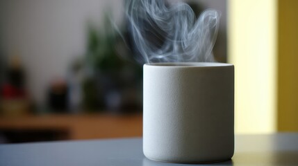 Poster - Steaming mug on a table.