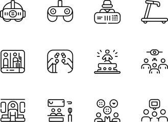 Fototapete - Collection of modern technology and business icons in a grid layout