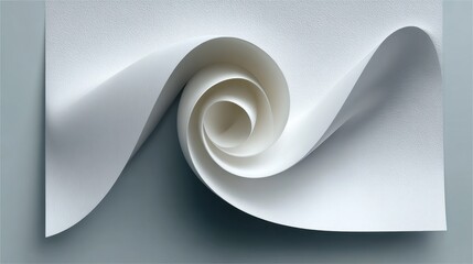 Aufkleber - Paper swirl creates a minimalist abstract shape, gray and white tones produce a modern design