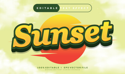 Poster - sunset vector text effect with modern style design
