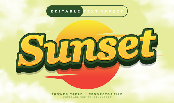 sunset vector text effect with modern style design