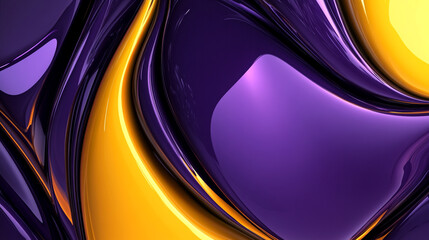 Fototapete - A dynamic abstract background features smooth, flowing waves of deep purple and vibrant orange, creating a sleek and modern visual.