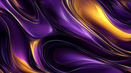 Fototapete - A dynamic abstract background features smooth, flowing waves of deep purple and vibrant orange, creating a sleek and modern visual.