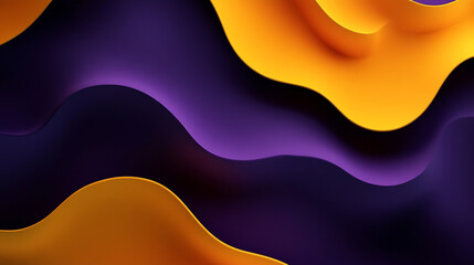 Fototapete - A dynamic abstract background features smooth, flowing waves of deep purple and vibrant orange, creating a sleek and modern visual.