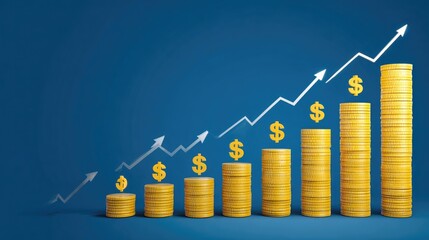 Poster - Affiliate program growth analytics chart with dollar icons and upward arrows
