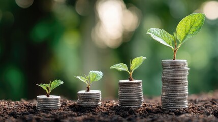 Poster - Artistic representation of affiliate growth with coins sprouting from planted links