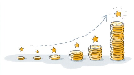 Poster - Coins, stars, and progress bar graphic representing referral rewards journey