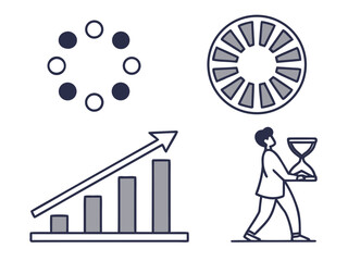 Poster - Business growth progress and time management icons