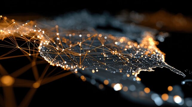 Network visualization of affiliate strategy using glowing neon lines across a dark digital map