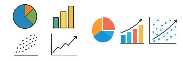 Poster - Graphs and charts depicting growth and analysis in business metrics and data trends
