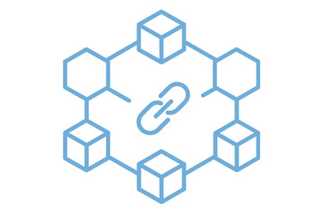 Poster - Blockchain technology diagram illustrating connections between nodes and data blocks