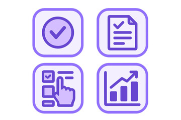 Poster - Icons representing task management, organization, and productivity in a digital workspace with a purple theme