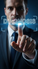 Poster - Man in Suit Selecting Diagnosis on Digital Interface