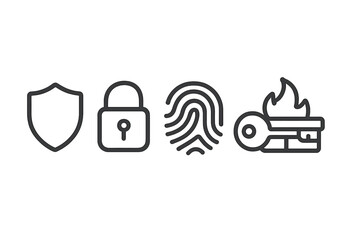 Poster - Exploring various security symbols representing protection, privacy, identification, and data safety measures for modern technology