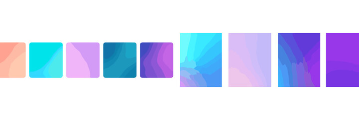 Fototapete - Colorful gradient squares arranged horizontally showcasing different hues and shades in a modern artistic design