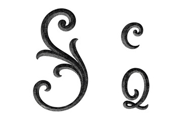 Poster - Elegant decorative letter designs featuring curves and flourishes in a minimalist style