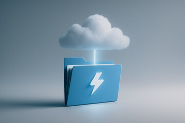 Fototapete - Cloud Data Synchronization: A visual representation of seamless cloud data synchronization, where digital files find a secure home within the boundless reach of the cloud. 