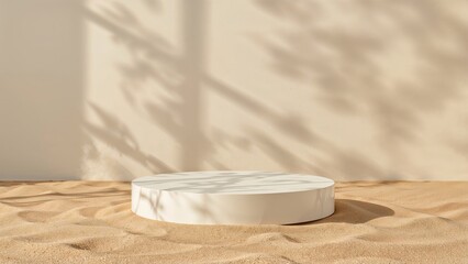 Poster - Sandy pedestals used for showcasing cosmetic products