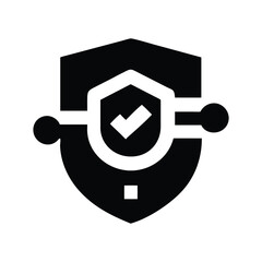 Poster - Black shield icon with checkmark within safe system