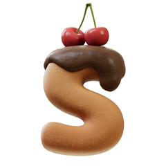 Poster - 3D Font.Chocolate Biscuit Donut Font Concept. Isometric Alphabet. Numbers And Letters. 3d rendering isolated on white background