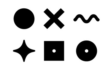Poster - Simple black shapes arranged in an abstract pattern on a light background showcasing geometric design elements