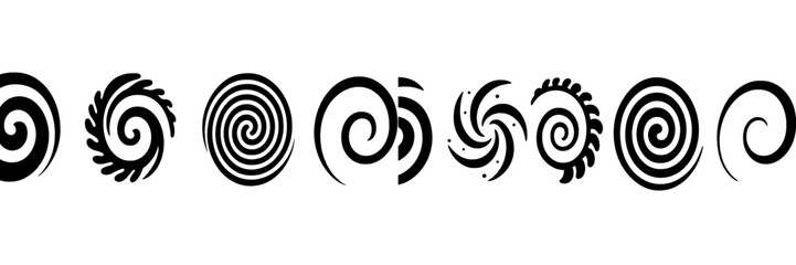Poster - Abstract spiral patterns showcasing fluid design elements in a minimalist black and white format
