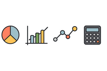 Aufkleber - Visual representation of data analysis using graphs and calculator tools for effective decision making in business