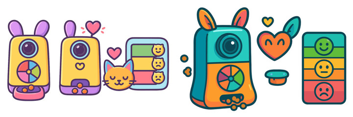 Poster - Creative digital characters representing emotions with playful designs and bright colors in an animated style