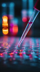 Aufkleber - Closeup shot of a skilled lab technician using a pipette for DNA extraction highlighting the essential role of highthroughput sequencing in microbiome studies. Vibrant colors of lab
