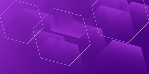 Poster - Modern banner purple background with hexagon lines. Vector illustration
