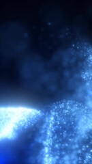Poster - Flowing stream of soft blue light particles on a dark background, creating a cosmic and tranquil atmosphere