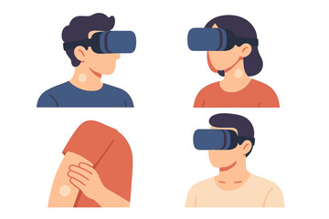 Poster - Virtual reality experience showcasing diverse users engaging with immersive technology in a modern setting