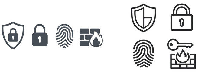 Poster - Security icons illustrating protection measures, authentication methods, and data safety practices in a modern digital context