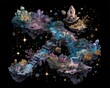 © Di - Pixelated Fantasy Space Landscape With Floating Islands And Crystals