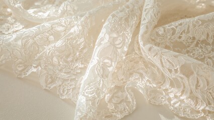 Poster - White lace cloth texture highlighted on a sleek base, ideal for craftwork.